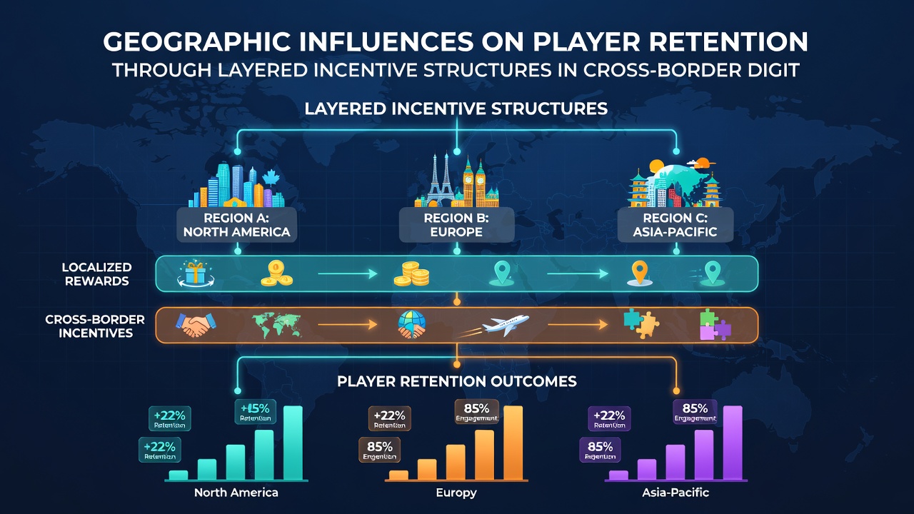 Infographic illustrating layered incentive structures mapped to global player regions