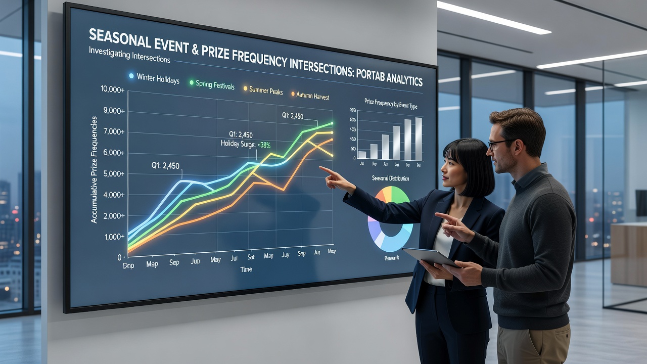 Portable device interfaces showing accumulative prize tracking during seasonal events