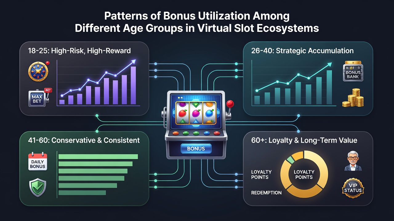 Chart illustrating bonus type preferences segmented by player age groups in digital slot environments