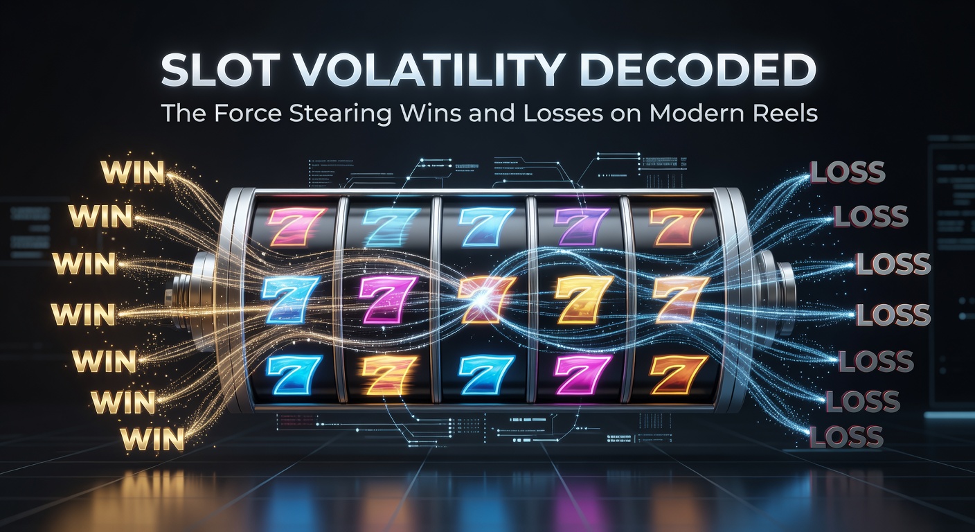 Dynamic slot reels spinning amid fluctuating win lines, illustrating high and low volatility patterns
